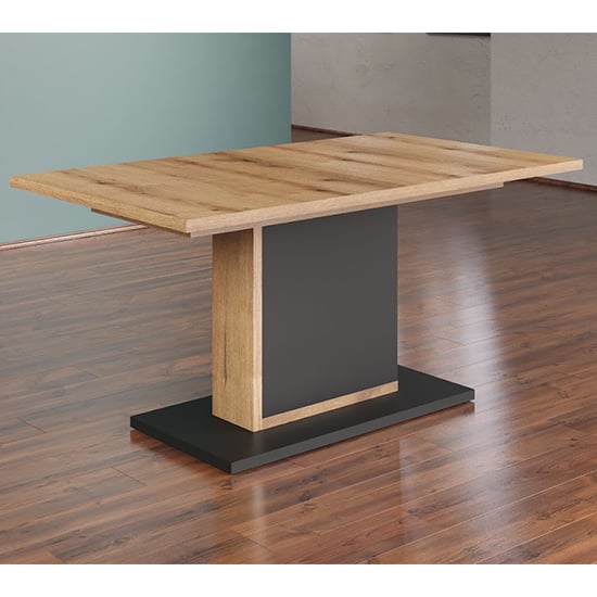 Selia Extending Wooden Dining Table In Anthracite And Evoke Oak_1