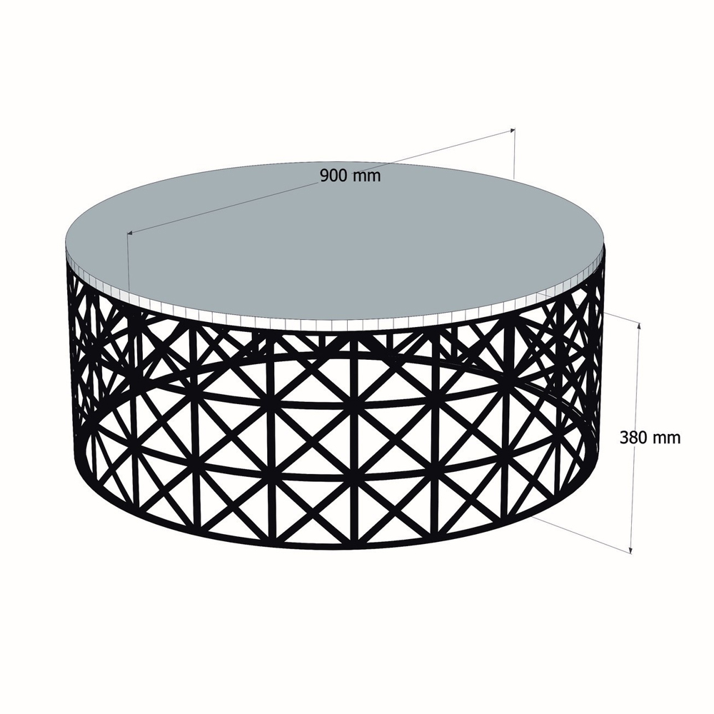 Selin Round Black Marble Effect Coffee Table with Metal Base
