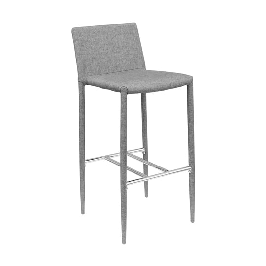 Read more about Selina grey fabric bar stool with chrome footrest