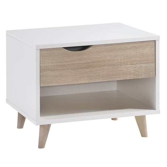 Selkirk Wooden Bedside Cabinet In Matt White And Oak_2