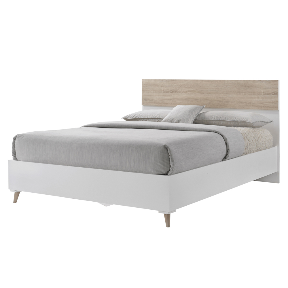 Selkirk Wooden King Size Bed In White And Oak