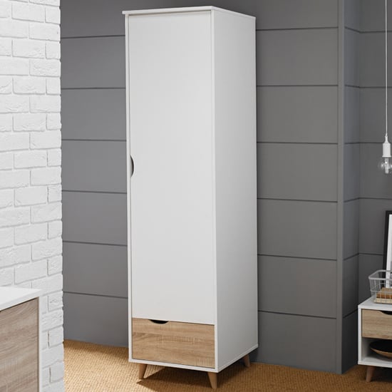 Read more about Selkirk wooden wardrobe with 1 door white and oak