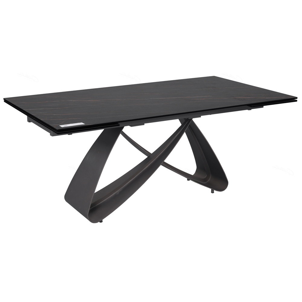 Sellersville Ceramic Marble Extending Dining Table In Black