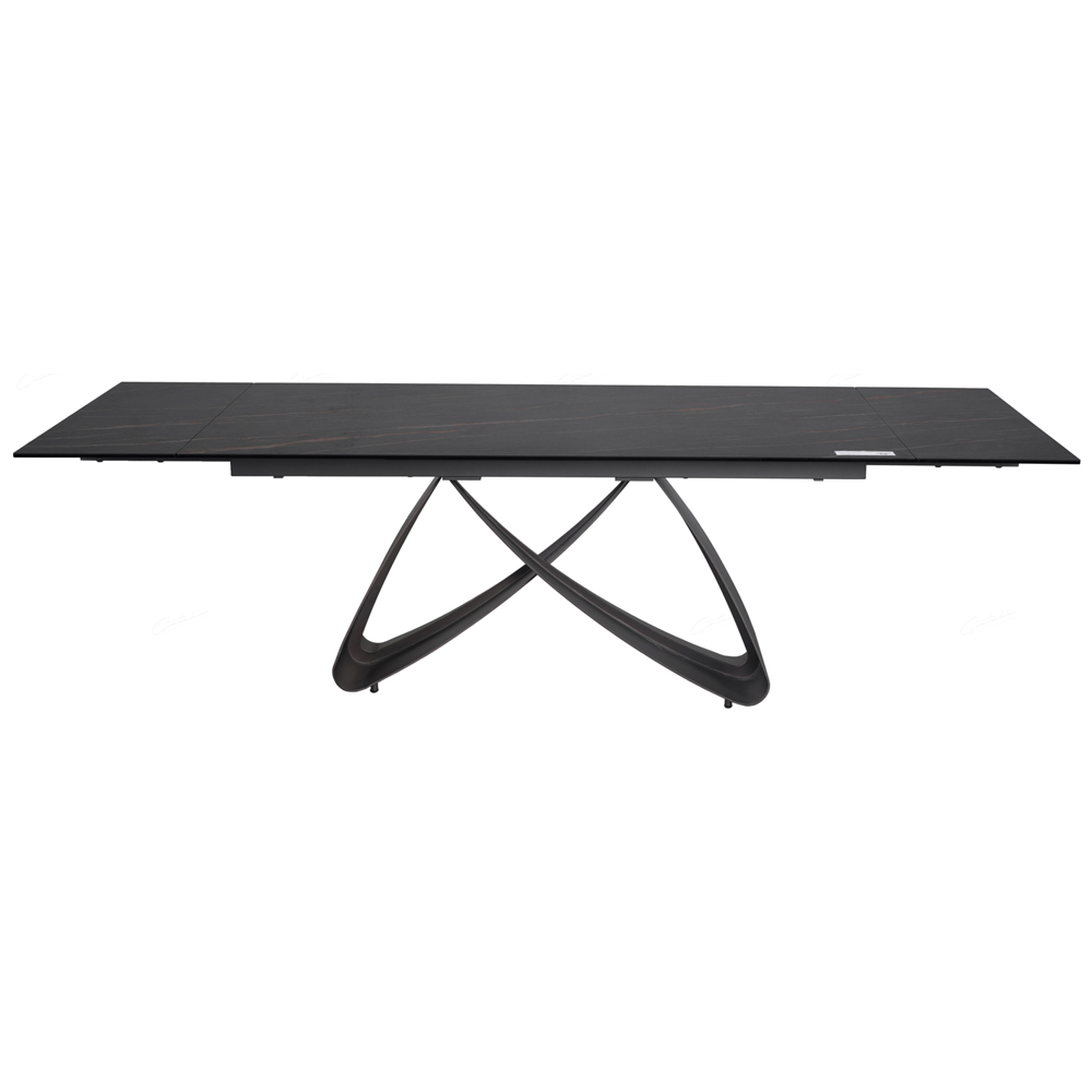 Sellersville Ceramic Marble Extending Dining Table In Black