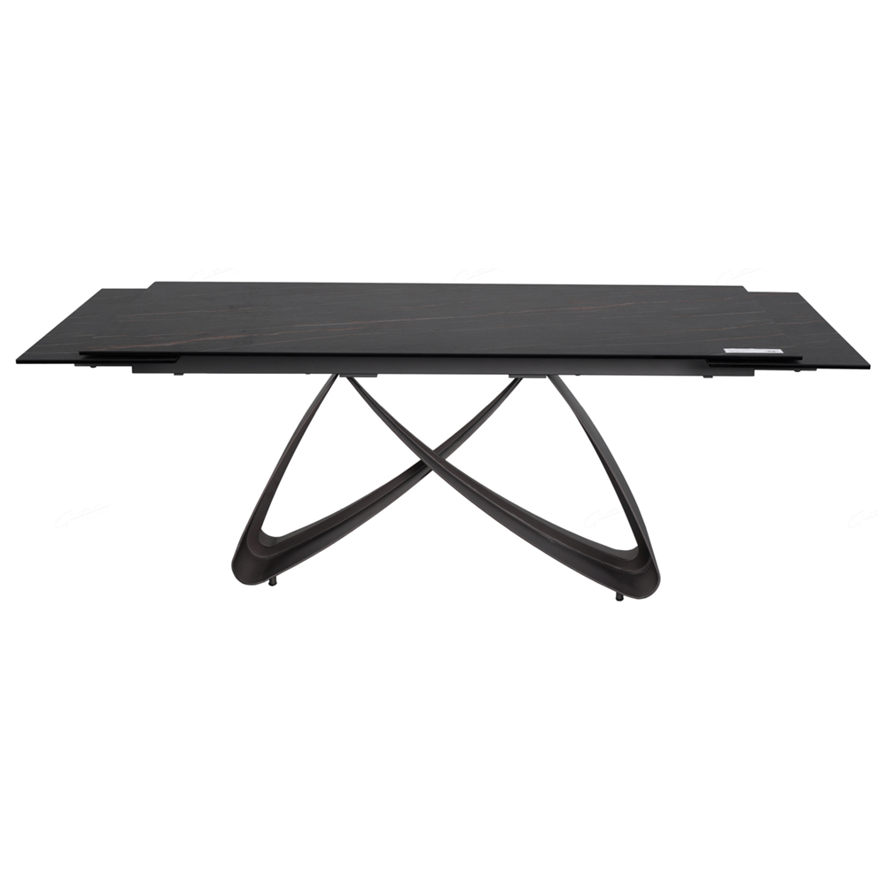 Sellersville Ceramic Marble Extending Dining Table In Black