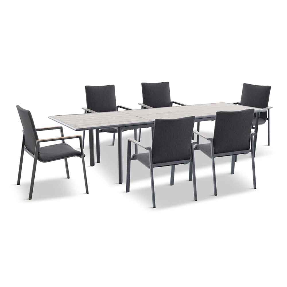 Selma Aluminium Garden 8 Seater Dining Set in Birch Effect