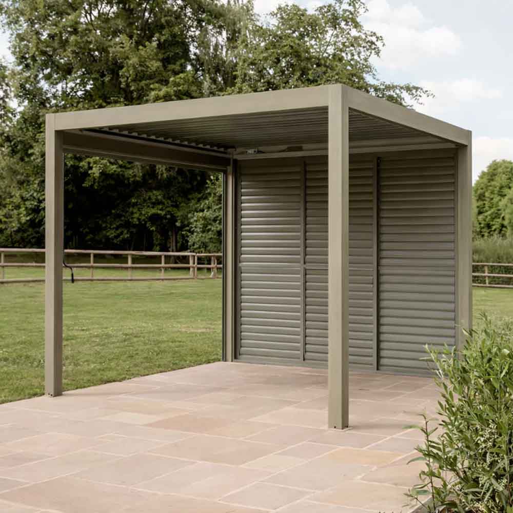 Selma Aluminium Garden BBQ Gazebo 3m x 3m with Light in Birch Effect
