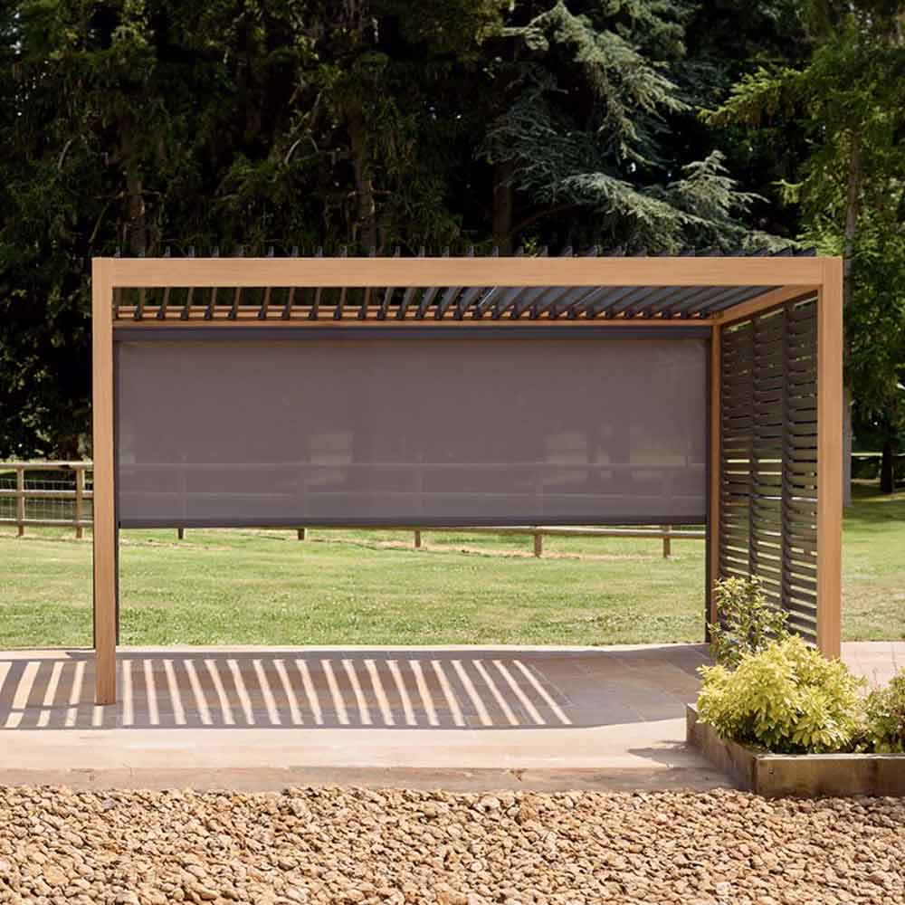 Selma Aluminium Garden BBQ Gazebo 4x3m in Oak