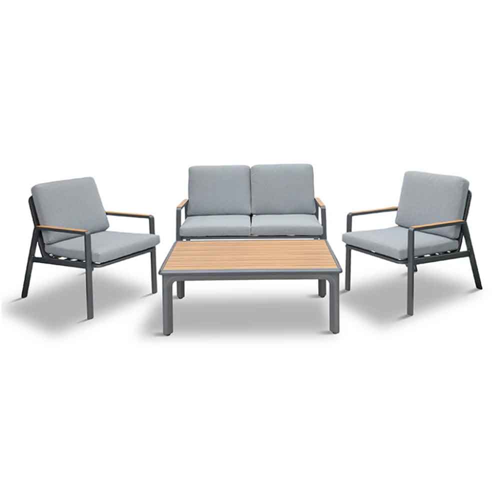 Selma Aluminium Garden Lounge Set in Grey and Oak