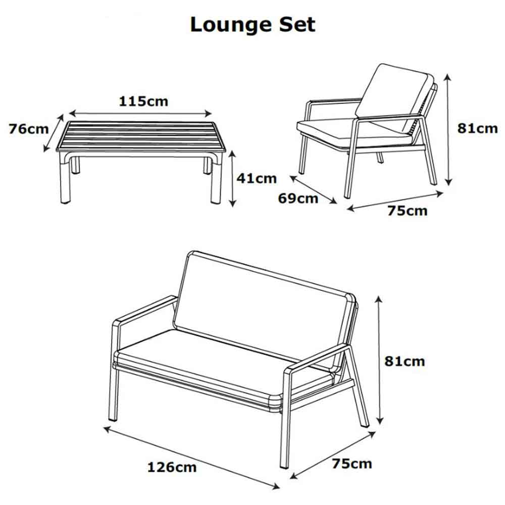 Selma Aluminium Garden Lounge Set in Grey and Oak