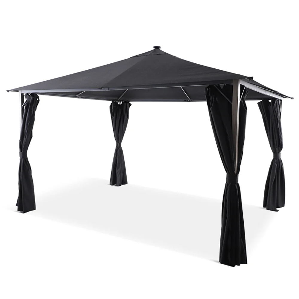 Selma Fabric Gazebo 3m x 3m with Solar Lights in Anthracite
