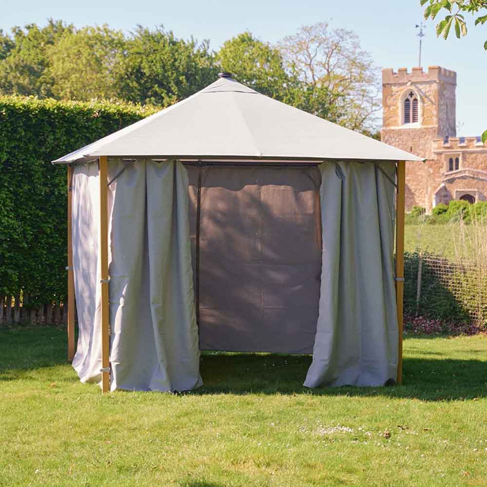 Selma Fabric Gazebo 3m x 3m with Solar Lights in Grey