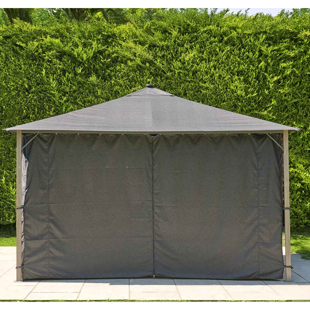 Selma Fabric Gazebo 4m x 3m with Solar Lights in Grey and Birch