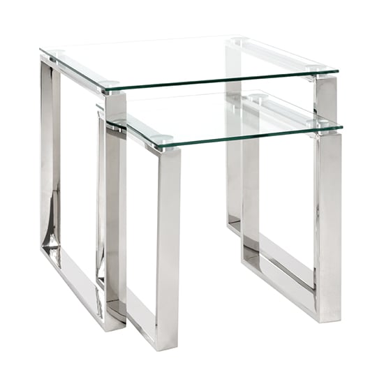Selma Large Clear Glass Side Table With Stainless Steel Legs_2