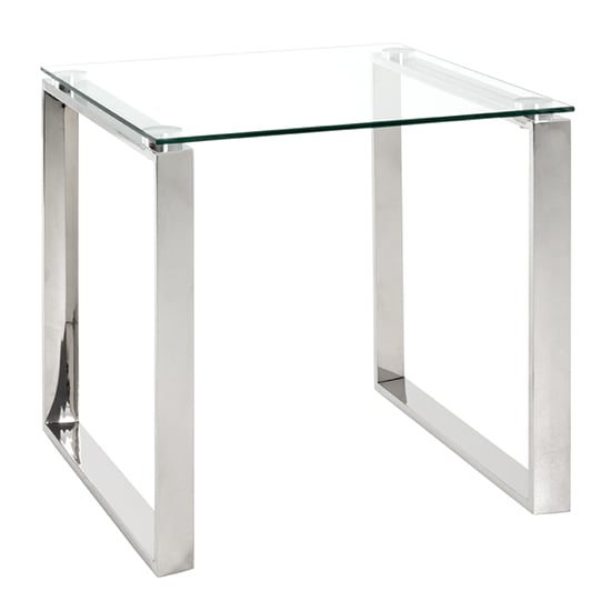 Photo of Selma large clear glass side table with stainless steel legs