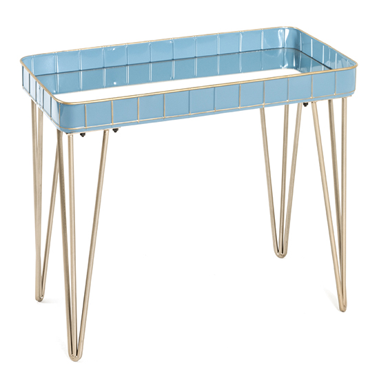 Selma Mirrored Side Table In Blue With Gold Metal Legs_2