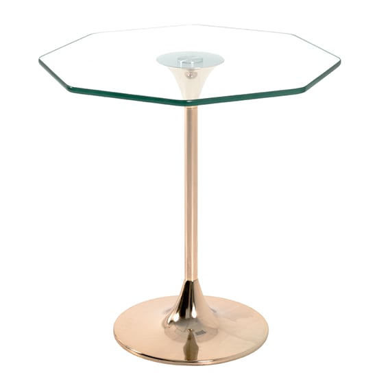 Selma Octagonal Clear Glass Side Table With Gold Metal Base_2