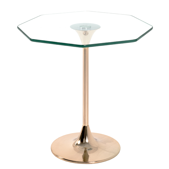 Selma Octagonal Clear Glass Side Table With Gold Metal Base