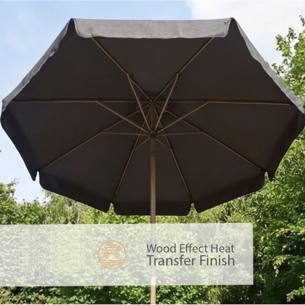 Selma Round Polyester Fabric 1.8m Decorative Parasol in Anthracite