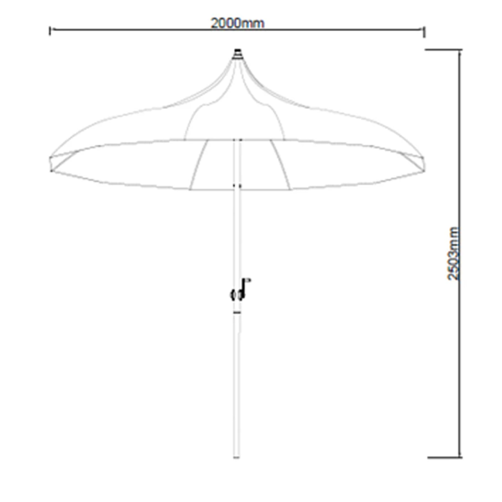 Selma Round Polyester Fabric 1.8m Decorative Parasol in Grey