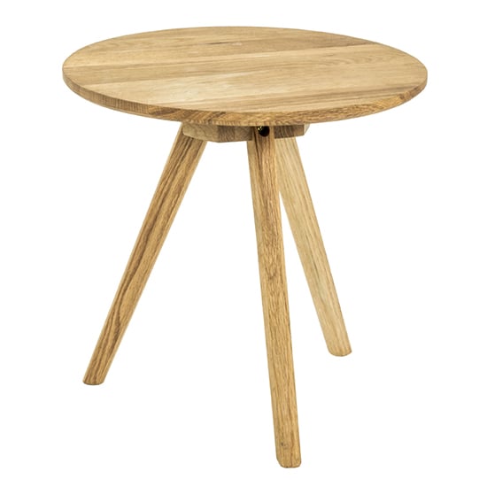 Selma Round Solid Wooden Side Table In Oak_2