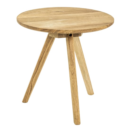 Selma Round Solid Wooden Side Table In Oak