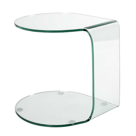 Selma Round Transparent Glass Side Table In Clear_3