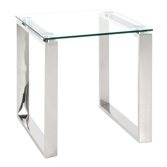 Selma Small Clear Glass Side Table With Stainless Steel Legs_1