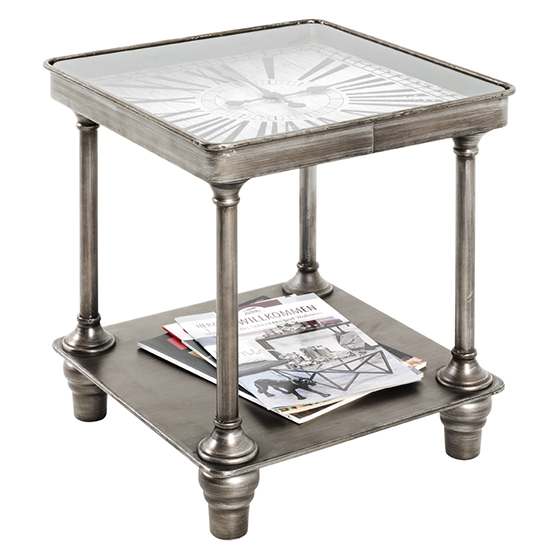 Selma Square Clear Glass Side Table With Anthracite Legs