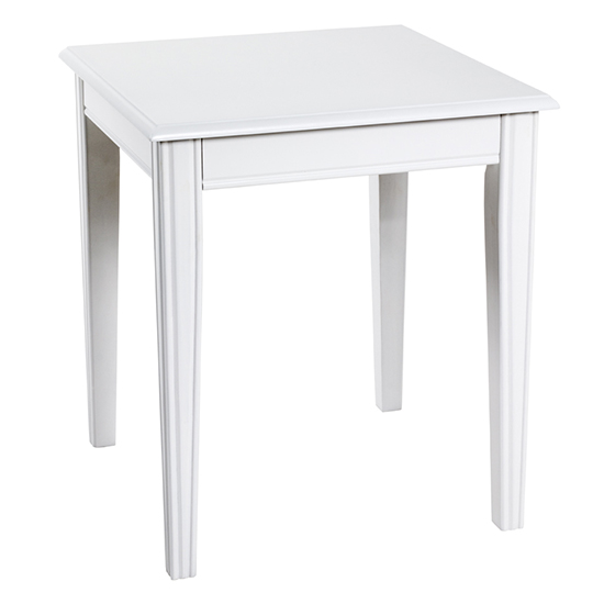 Selma Square Wooden Side Table In White