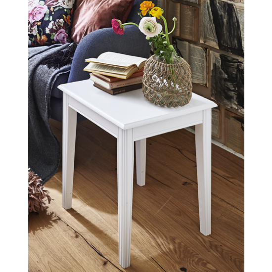 Photo of Selma square wooden side table in white