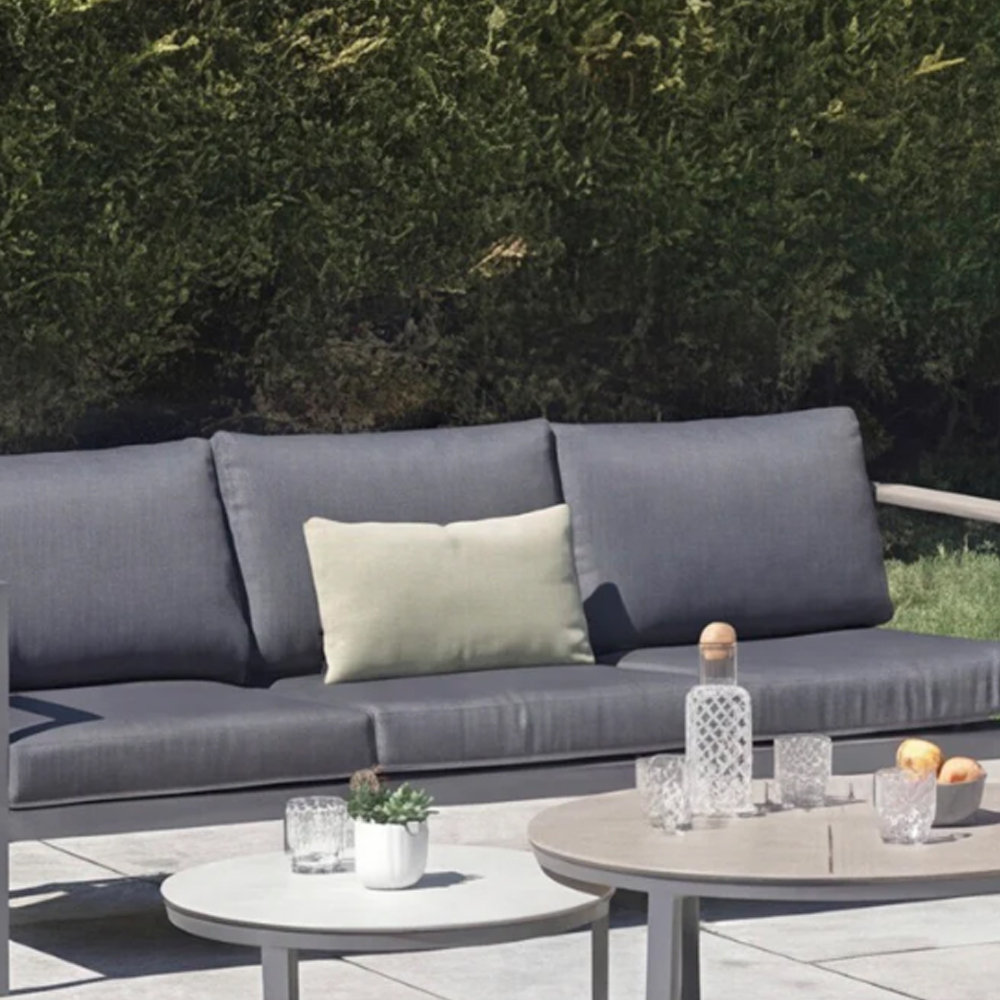 Selma Steel Garden Lounge Set in Grey and Birch Effect