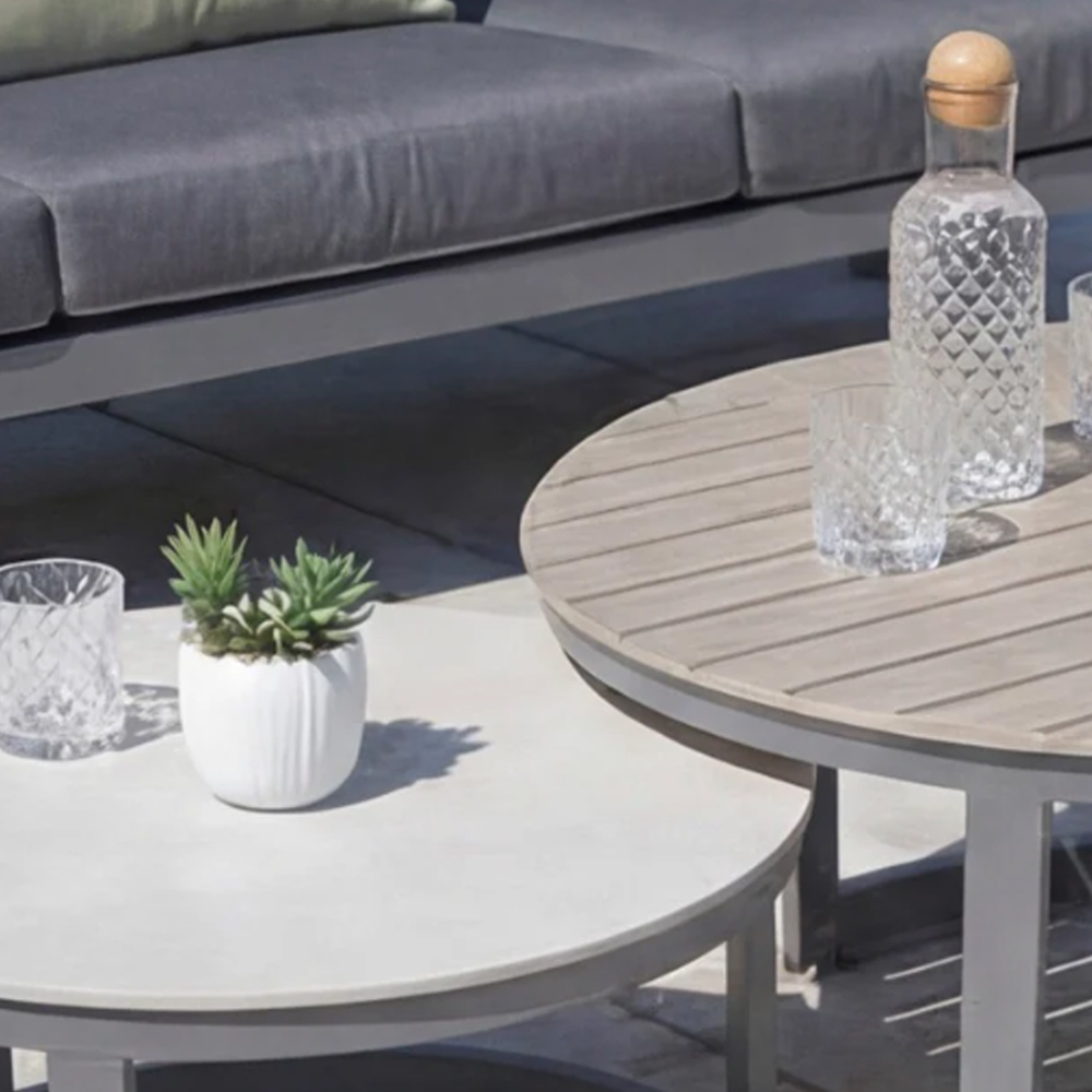 Selma Steel Garden Lounge Set in Grey and Birch Effect