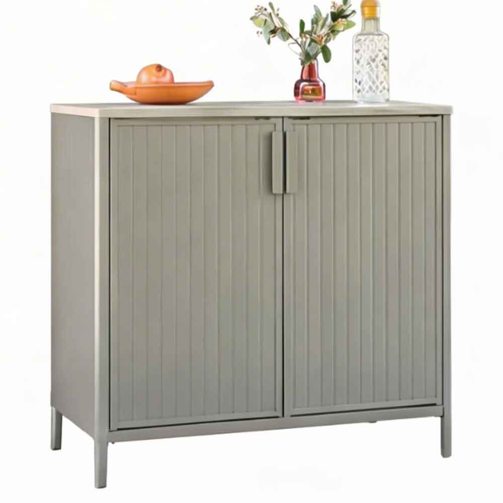 Selma Steel Outdoor Storage Cabinet with 2 Doors in Birch Effect