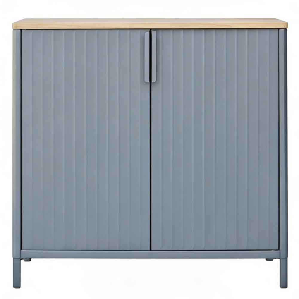 Selma Steel Outdoor Storage Cabinet with 2 Doors in Grey and Oak