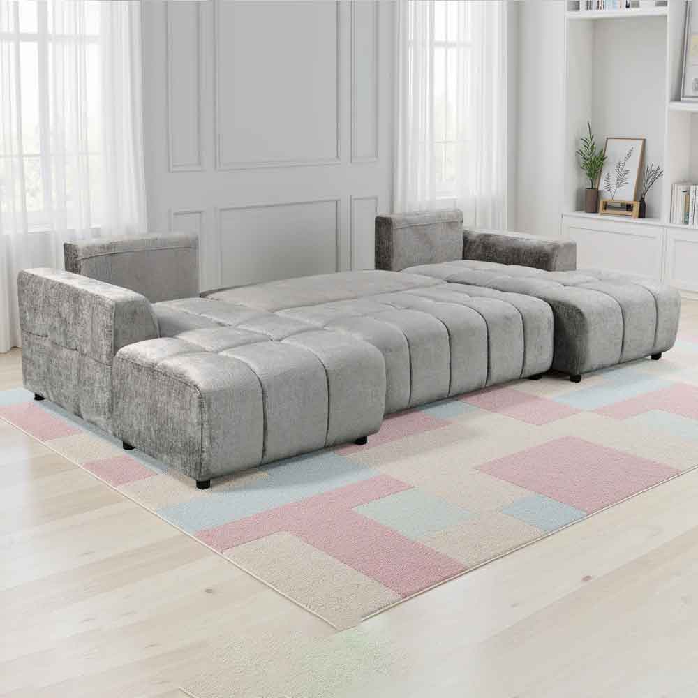 Selmira Fabric U Shape Corner Sofa in Grey