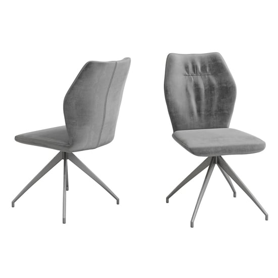 Read more about Saltash dark grey velvet fabric dining chairs in pair
