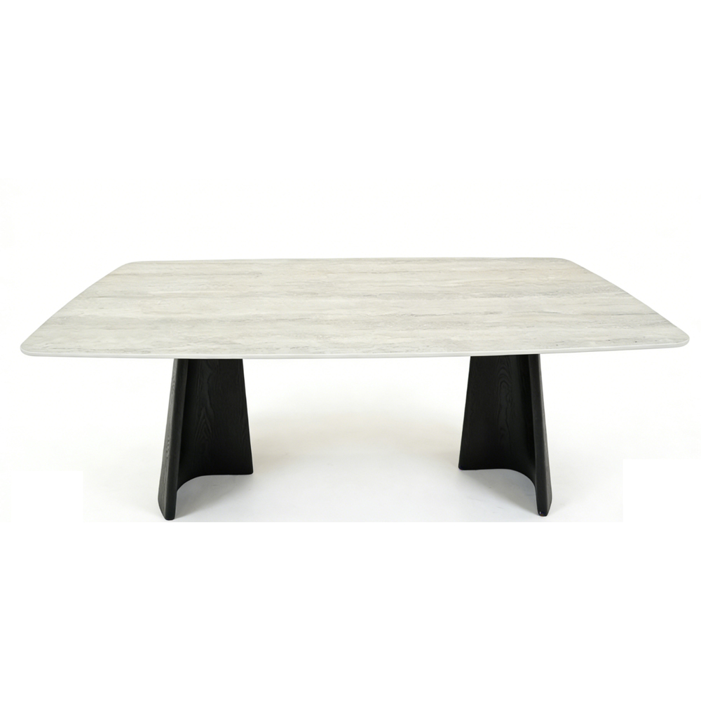 Senaro Grey Sintered Stone Top Dining Table with Black Base