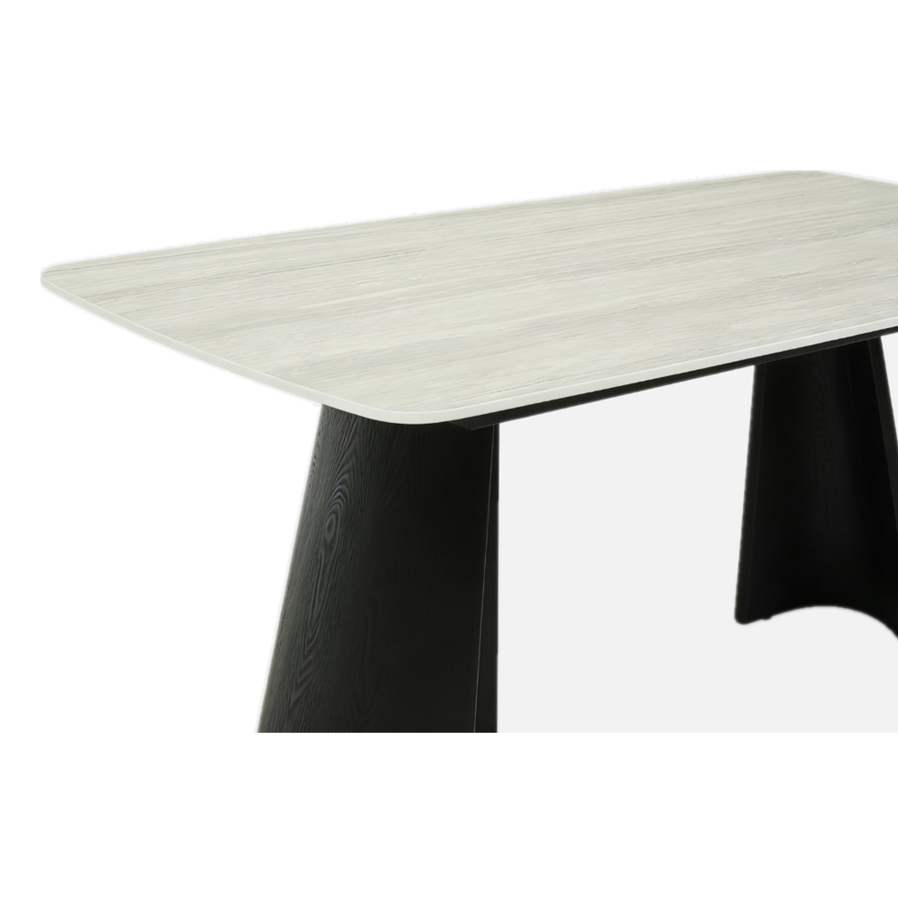 Senaro Grey Sintered Stone Top Dining Table with Black Base