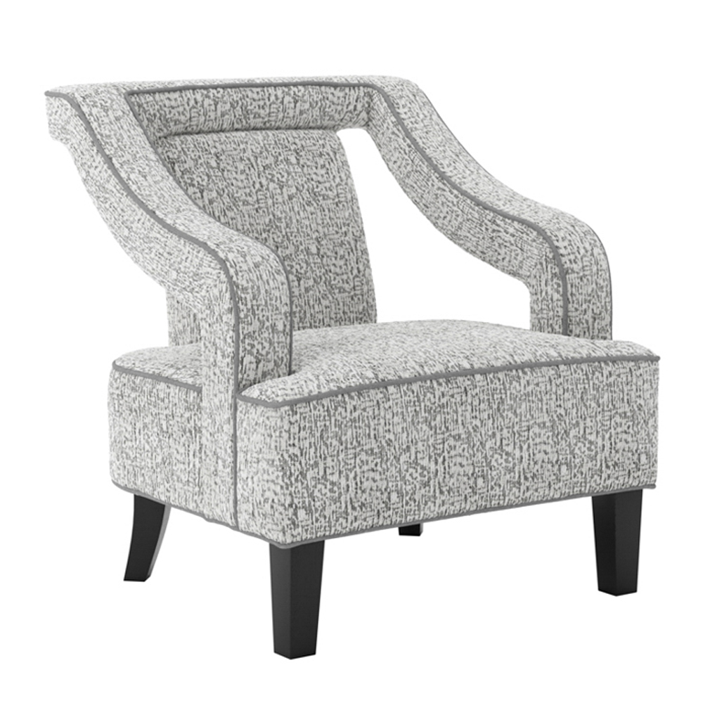 Senatobia Fabric Accent Chair With Black Legs In Elephant