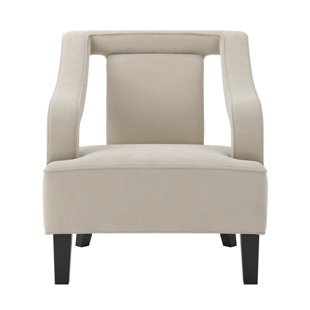 Senatobia Velvet Accent Chair With Black Legs In Ivory
