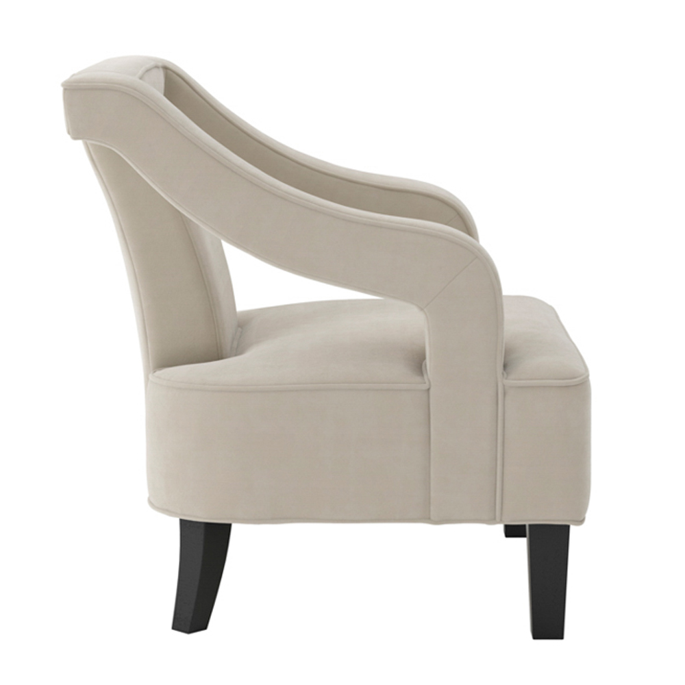 Senatobia Velvet Accent Chair With Black Legs In Ivory