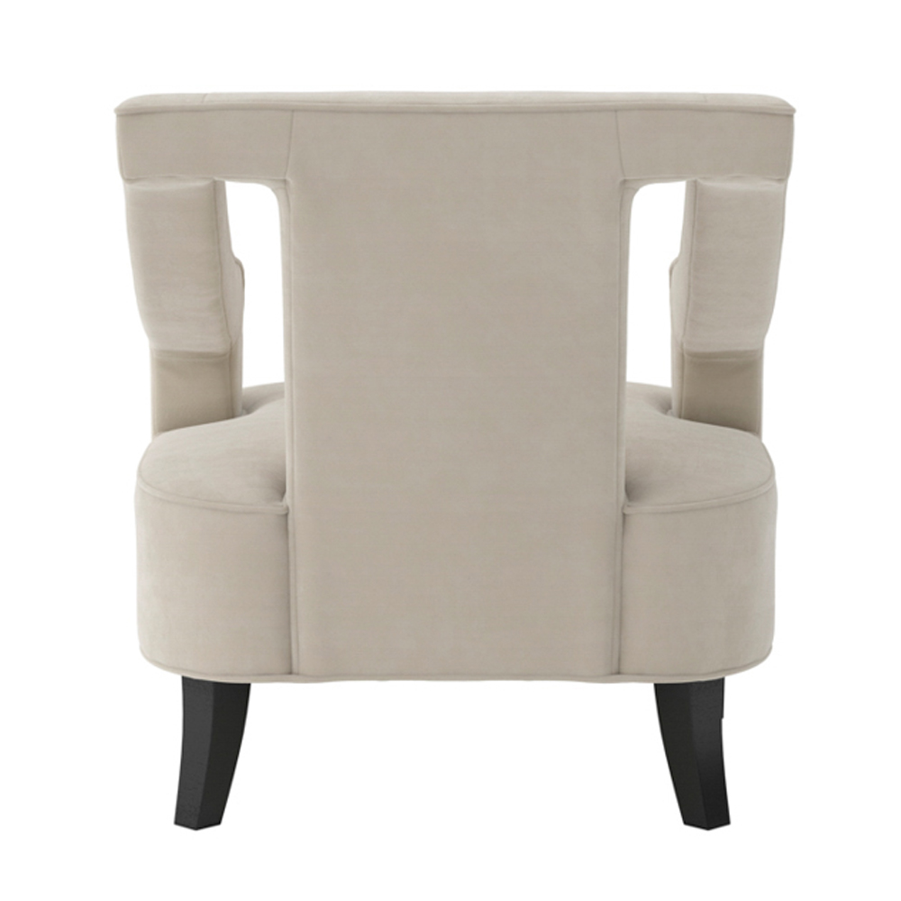 Senatobia Velvet Accent Chair With Black Legs In Ivory