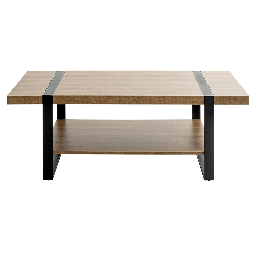 Senatobia Wooden Coffee Table With Black Frame In Natural