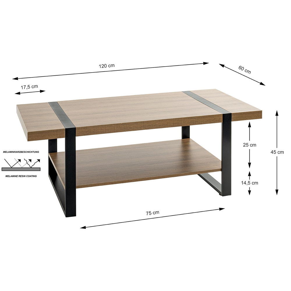 Senatobia Wooden Coffee Table With Black Frame In Natural