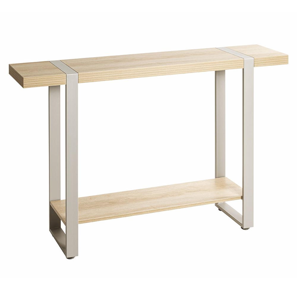 Senatobia Wooden Console Table With Grey Frame In Oak