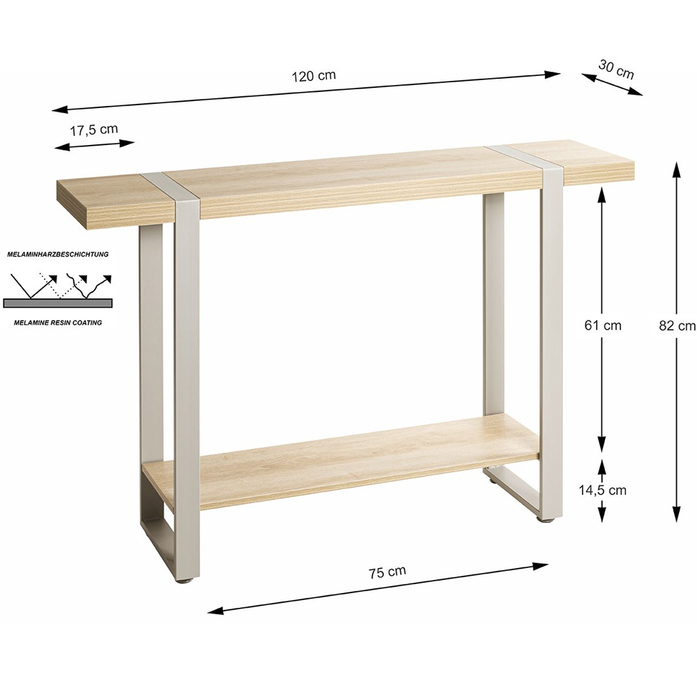 Senatobia Wooden Console Table With Grey Frame In Oak