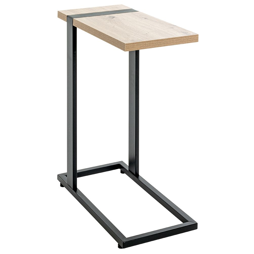 Senatobia Wooden End Table With Black Frame In Oak