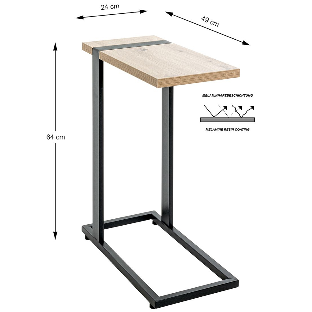 Senatobia Wooden End Table With Black Frame In Oak