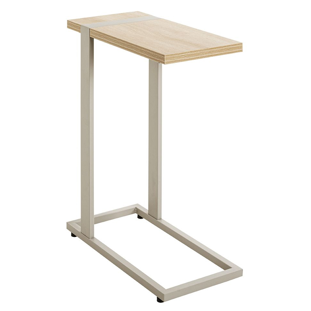 Senatobia Wooden End Table With Grey Frame In Oak